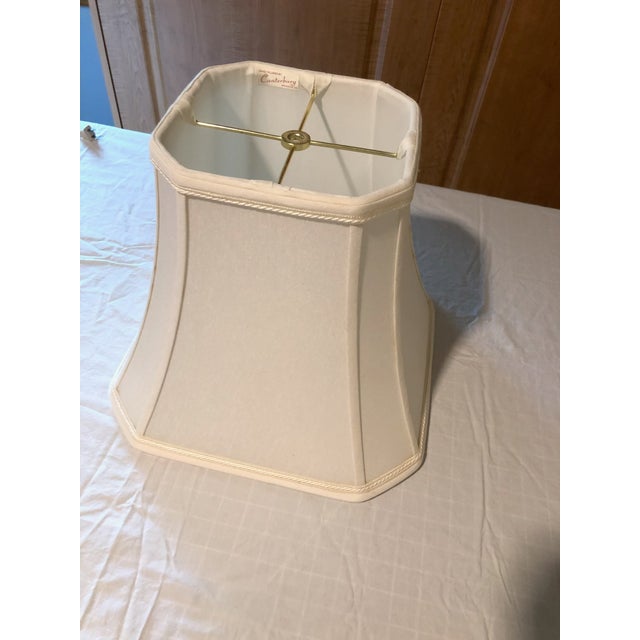 Cream Vintage Porcelain Lamp With Shade For Sale - Image 8 of 8