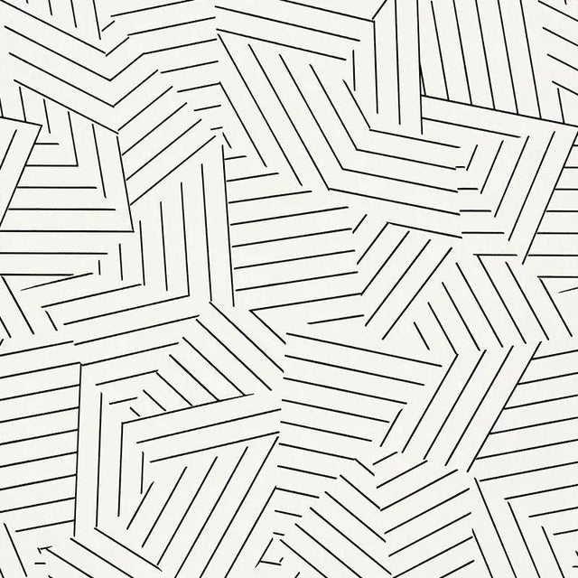 Paper Schumacher Deconstructed Stripe Geometric Wallpaper in Black - 2-Roll Set (9 Yards) For Sale - Image 7 of 8