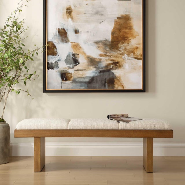 The Haden Bench Combines Modern Form With Casual Finishes, Featuring A Rich Walnut Stained Veneer With The Soft Texture Of...