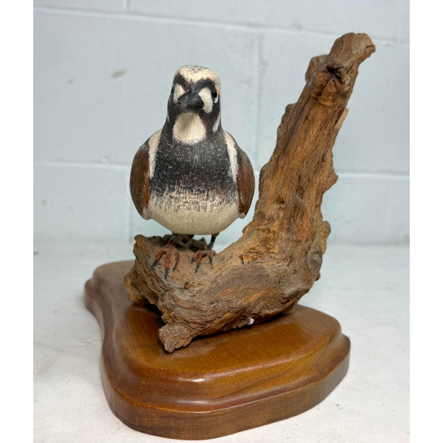 Vintage Original Hand Carved Wood Chas Derascavage Bird Decoy Sculpture Statue For Sale - Image 11 of 17