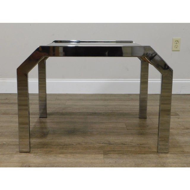 Mid-Century Modern Chrome & Smoked Mirror Side Tables - a Pair For Sale - Image 10 of 13