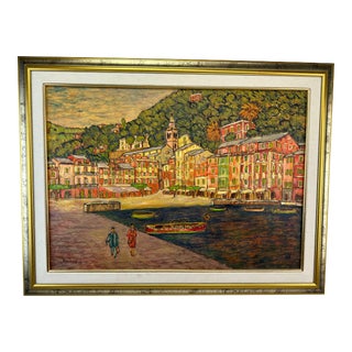 Malcesine on Lake Garda Painting Art by Enzo Leone For Sale