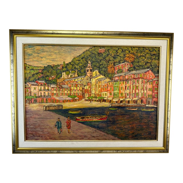 Malcesine on Lake Garda Painting Art by Enzo Leone For Sale