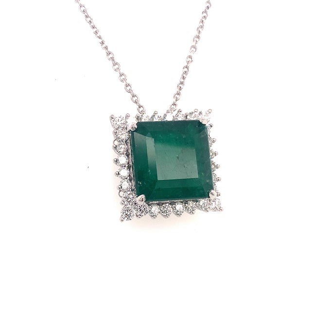 Green Diamond Emerald Necklace Platinum 9.70 TCW GIA Certified For Sale - Image 8 of 10