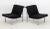 Pair of Italian Modern Chrome Lounge Chairs, with black upholstered seats on H-form chrome plated base, unmarked. 30" H x...