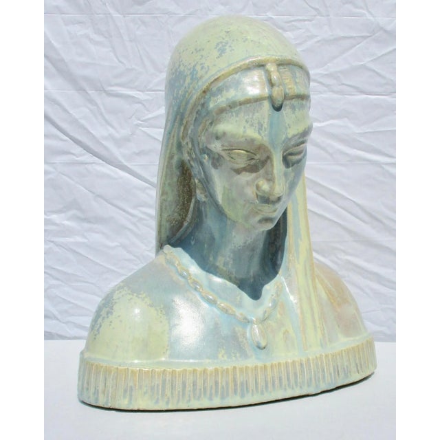 1940s Vintage F Steinberger Glazed Terra Cotta Female Sculpture For Sale - Image 10 of 10