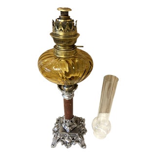 Antique Art Nouveau Kerosene Oil Column Lamp from HS, France, 1900s For Sale