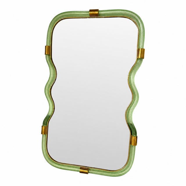 Exclusive SimoEng Designer Mirror With Green Torciglione Murano Glass For Sale - Image 6 of 10
