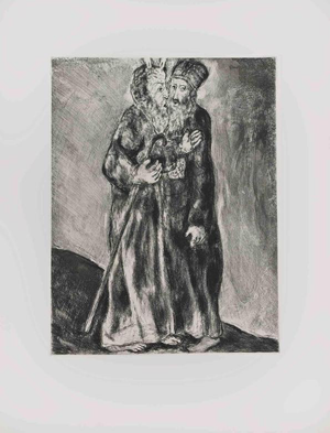 Marc Chagall, Moses and Aaron, 1956, Etching
