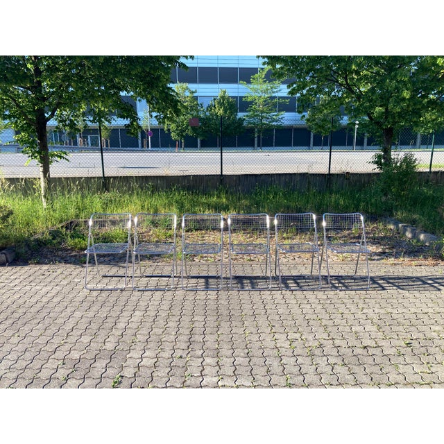 Chrome grid folding chairs “rabben” by niels gammelgaard for ikea, 1978, set of 6. a rare and highly collectible set of...
