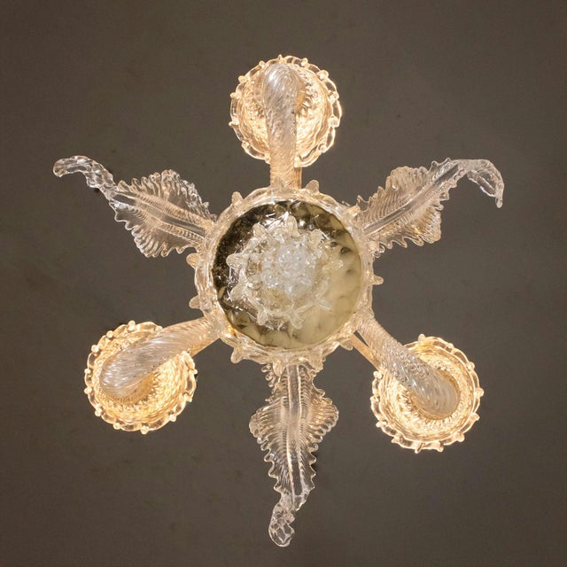 Vintage Traditional Floral Three-Arm 24k Gold Infused Murano Glass Chandelier For Sale - Image 12 of 12