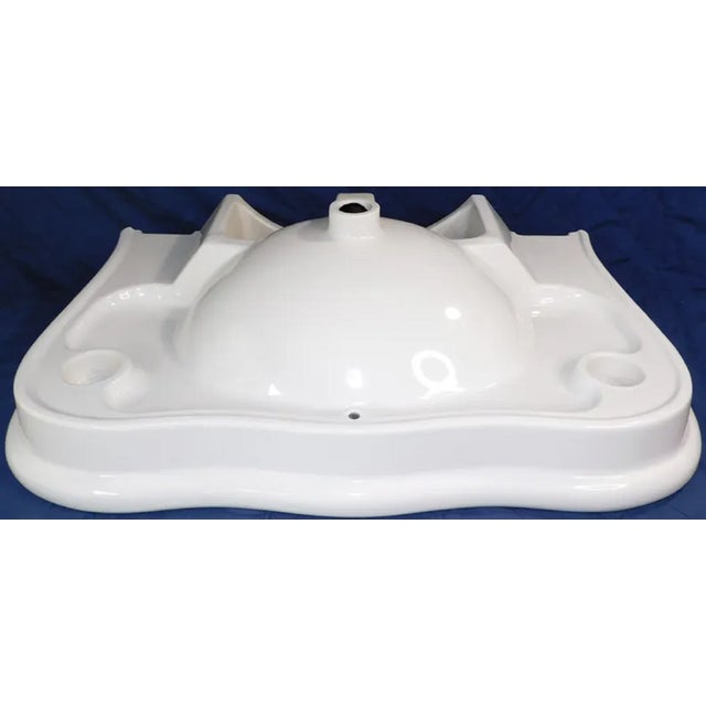 Large 36" Wide White Porcelain Console Sink With Porcelain Legs For Sale - Image 13 of 18