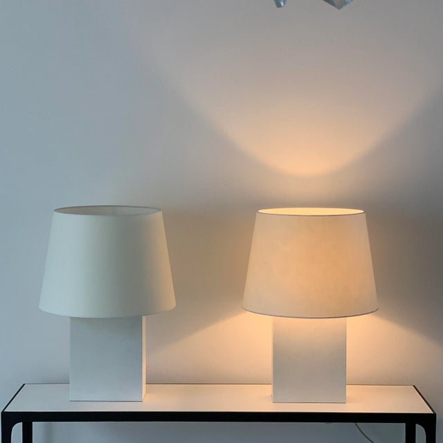 Contemporary Large 'Bloc' Parchment Table Lamps by Design Frères - a Pair For Sale - Image 3 of 9