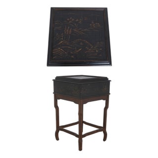 Ethan Allen Chinoiserie Decorated Flip Top Box For Sale