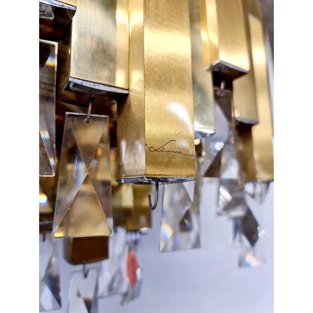Vintage Pure Brass Chandelier Hanglamp Lamp in Lumica, 1970s For Sale - Image 3 of 6