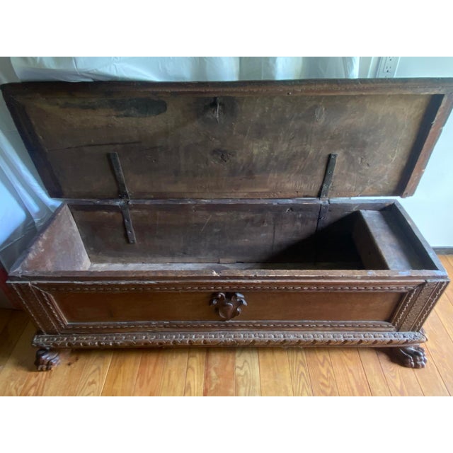 18th Century Antique Spanish Carved Wedding Chest For Sale - Image 5 of 10