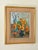 Paint French Mid-Century Floral Still Life in Orange and Blues Oil on Board, Initialed, Dated 1957 For Sale - Image 7 of 13