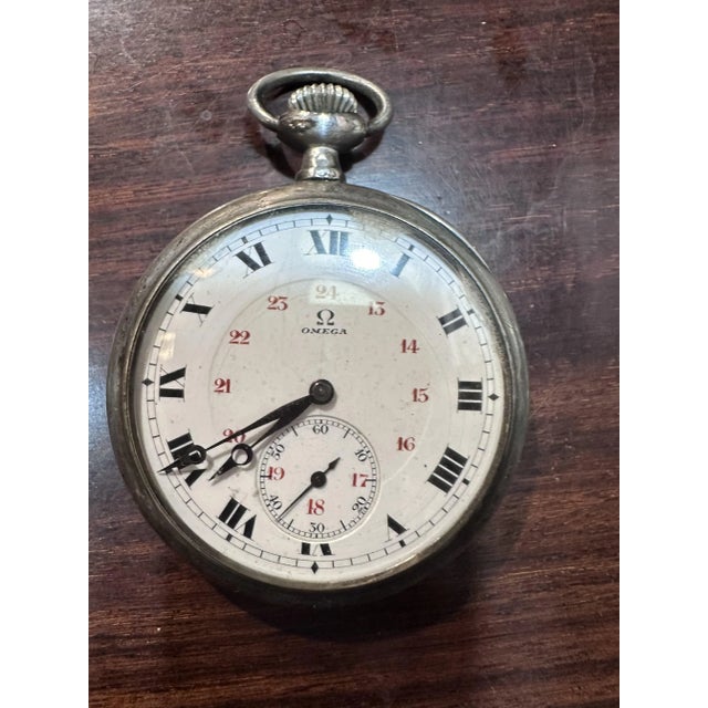 Omega Pocket Watch in Silver For Sale - Image 9 of 12