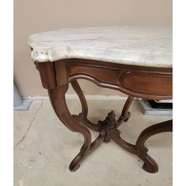Late 19th Century Victorian Mahogany or Walnut and Marble Turtle Top Table For Sale - Image 5 of 7