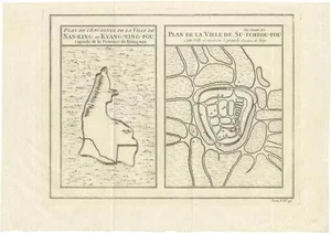Antique Map of Cities of the Jiangsu Region in China, 1760