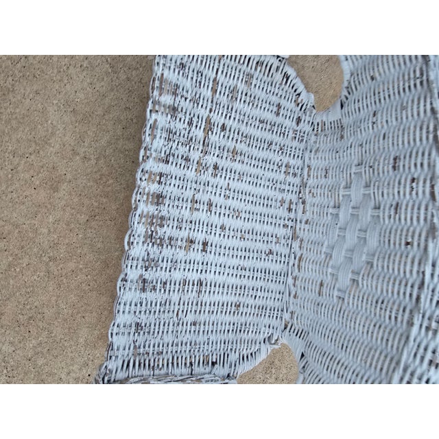 Vintage Shabby Chic White Wicker Doll Settee - Miniature Boho Loveseat For Sale - Image 9 of 10