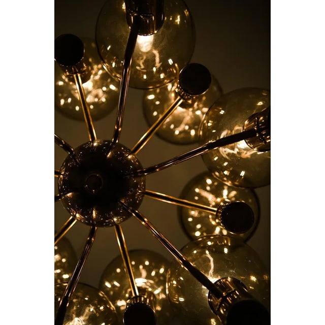 Ceiling Lamp in Brass and Glass attributed to Hans-Agne Jakobsson, 1960s For Sale - Image 10 of 11