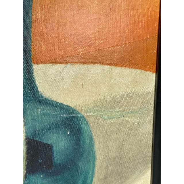 Pumpkin 1961 Mid-Century Modern Still Life With Blue Glass Bottle, Signed For Sale - Image 8 of 12