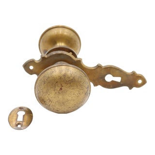 Vintage Traditional Pressed Brass Passage Door Knob Set For Sale