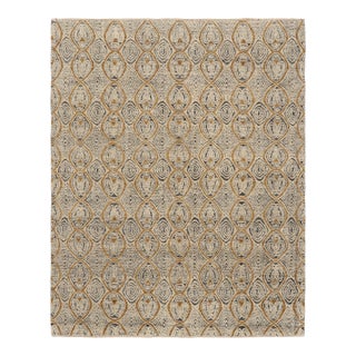 Rug & Kilim’s Moroccan Style Rug in Cream White and Gold Geometric Patterns - 14x20 For Sale