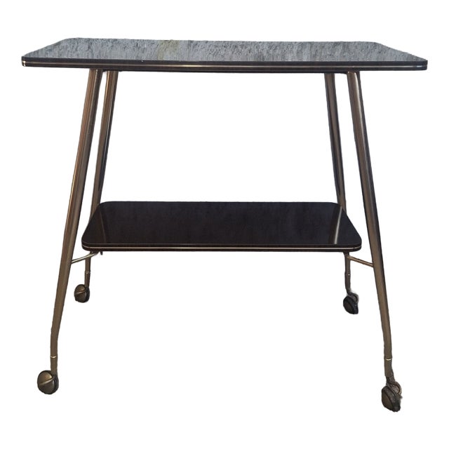 Serving Cart in Brass and Formica, 1950s For Sale