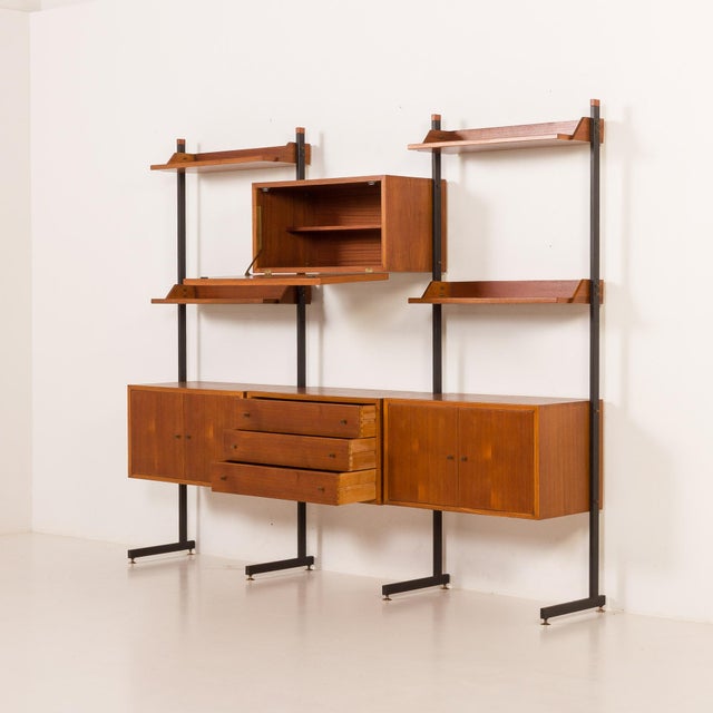 1950s Italian Free Standing Wall Unit in Teak, 1950s For Sale - Image 5 of 18