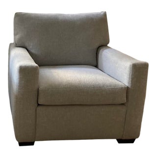Holly Hunt Fabric Heritage Ice Gray Club Chair For Sale