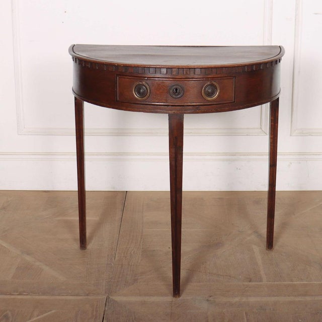 Dutch Demi-Lune Console Table in Oak For Sale - Image 6 of 6