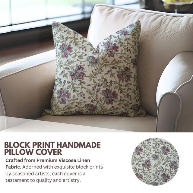 The Neerabel cushion cover evokes the calm beauty of flowing water with its intricate hand block print design. Printed on...