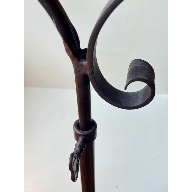 Textile Danish Functionalist Adjustable Floor Lamp in Wrought Iron, 1940s For Sale - Image 7 of 10