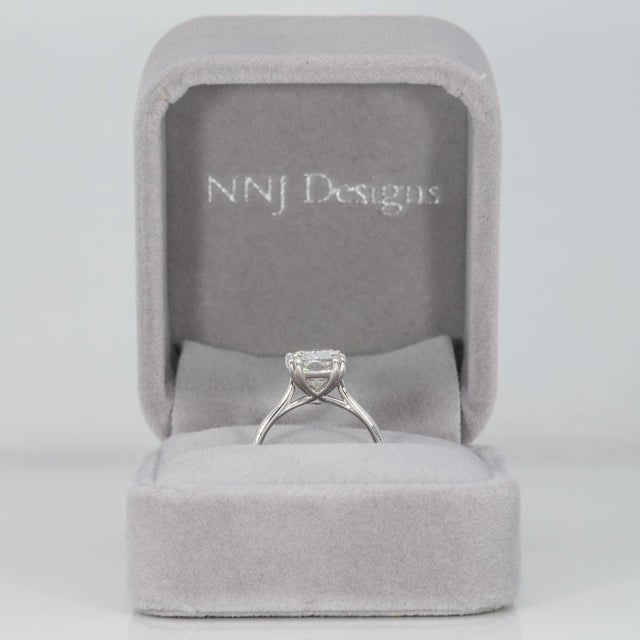 3Ct Lab Grown Diamond Ring With Blue Sapphire Accent in Solid 14 Gold, 10x8mm, Size 6.75 For Sale - Image 4 of 10