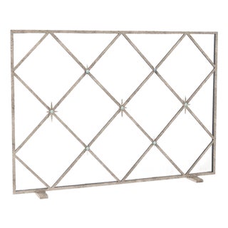 Aged Silver Celeste Fireplace Screen Iron For Sale