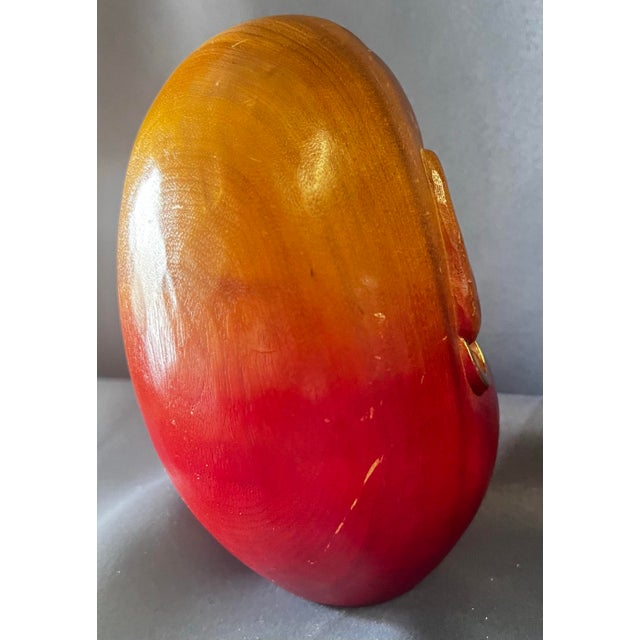 Hand Carved Japanese Daruma Doll Wood 7” Bodhidharma Red Figure For Sale - Image 12 of 12