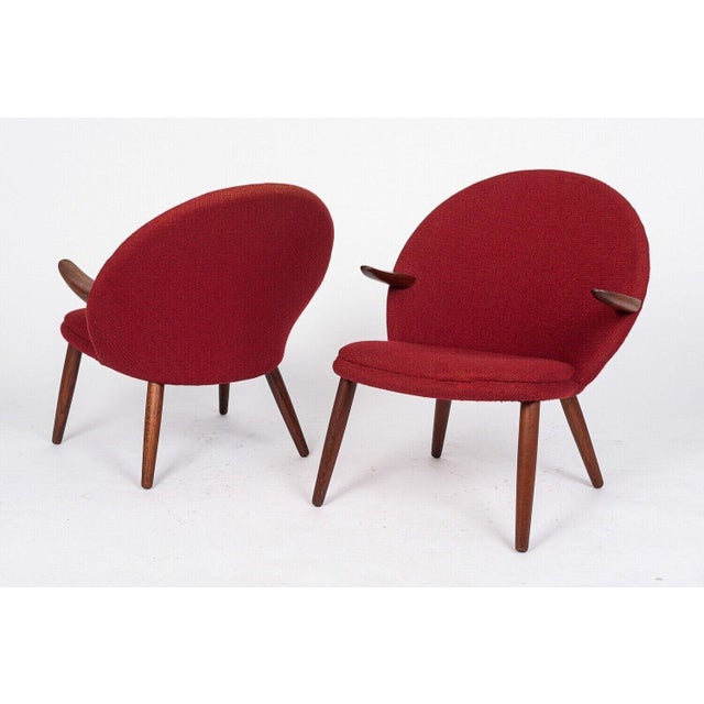 Danish Mid Century Modern Red Upholstery Lounge Chairs by Kurt Olsen, 1960s For Sale - Image 9 of 9