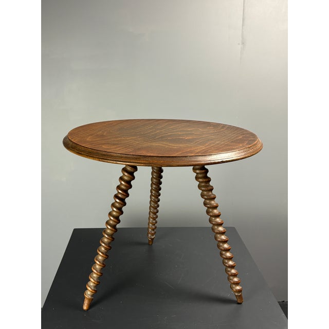 Mid-Century Modern French Wood Turned Barley Twist Side Table with Cork Screw Legs, 1950s For Sale - Image 18 of 18