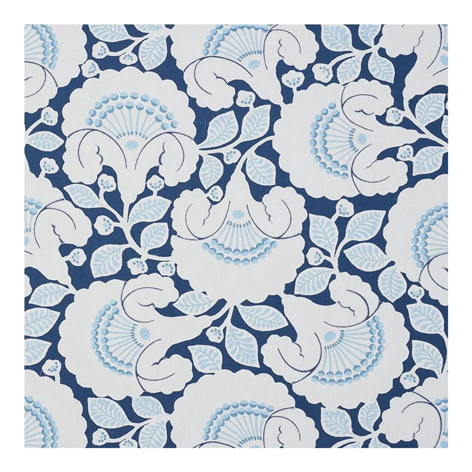 Schumacher Jackie Applique Embroidery Fabric in Blue | Chairish