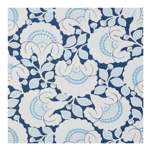 Schumacher Jackie Applique Embroidery Fabric in Blue