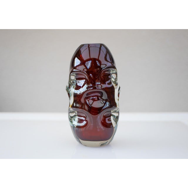 Mid-Century Modern Handmade Crystal Vase in Dark Red by Börne Augustsson for Åseda For Sale - Image 12 of 12
