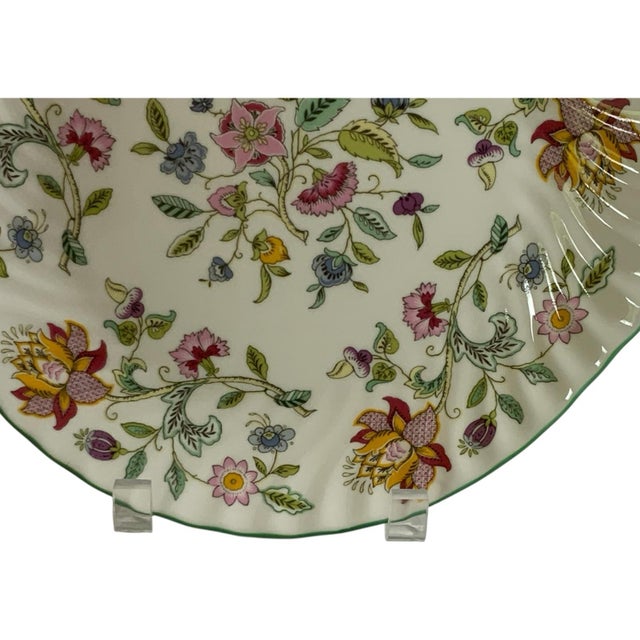Minton Vintage Minton Haddon Hall Medium Handled Cake Plate Fine Bone China Green England 1948-2011 For Sale - Image 4 of 8