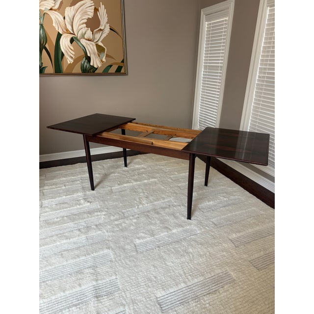 Brown Mid 20th Century Modern Rosewood Extendable Dining Table For Sale - Image 8 of 12