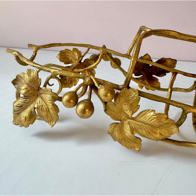 Gold Vintage Gold Gilt Metal Ivy Leaf Bottle Holder For Sale - Image 8 of 8