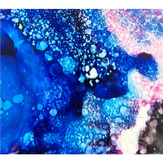 Original Abstract Blue Pink Painting Contemporary Modern Art Artist Signed 9x12 For Sale In Los Angeles - Image 6 of 6