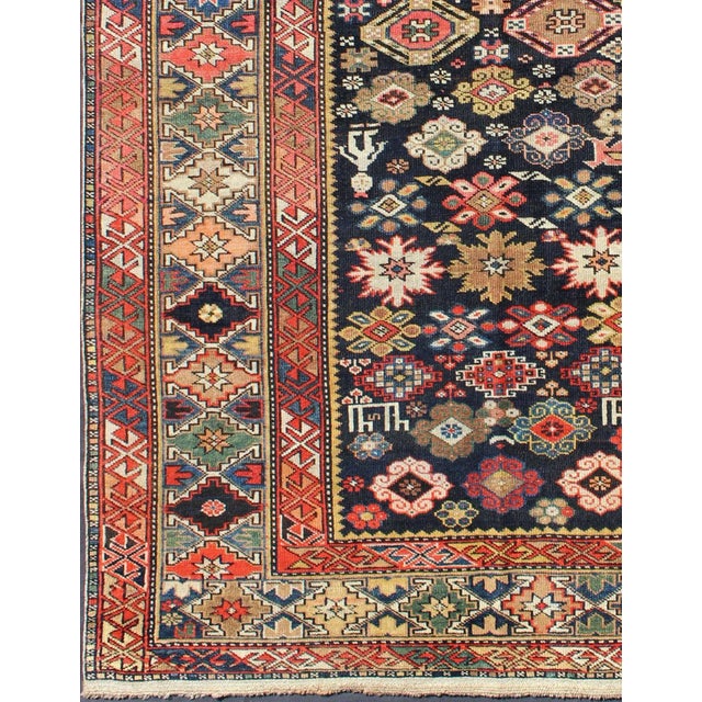 Tribal Colorful Antique Kuba Carpet With Intricate Geometric Design 3'7"x5'1" For Sale - Image 3 of 6