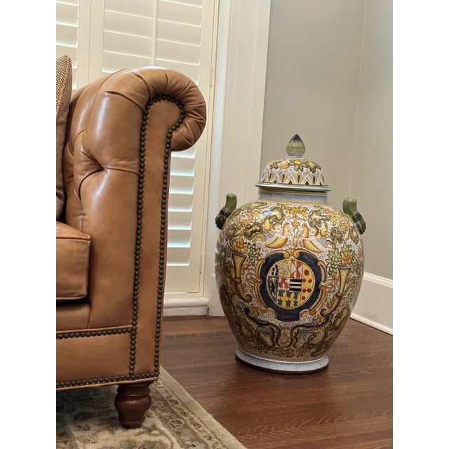 FloorGinger Jar. Extra Large. Beautifully Painted With Crackle Finished.Italian Design For Sale - Image 9 of 11