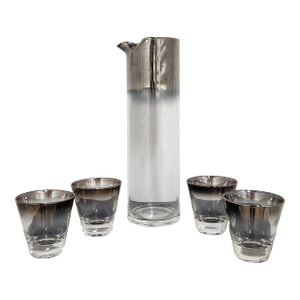 Mid-Century Silver Fade Cocktail Pitcher Set - 5 Pieces